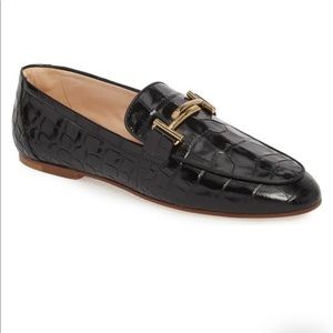 TOD’S Double T Printed Loafer in Black